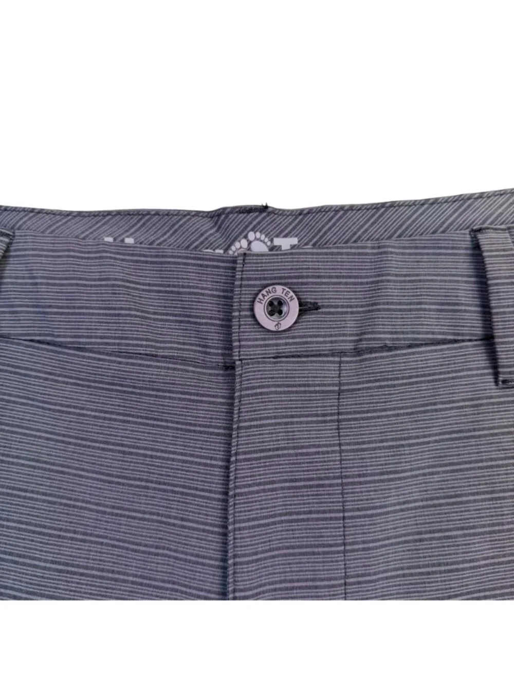 Hang Ten Mens Gray Striped Elastane Flat Front Shorts Size 36